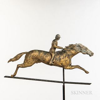 Molded Sheet Copper and Zinc Horse and Jockey Weathervane