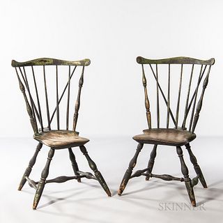 Pair of Braced Fan-back Windsor Chairs