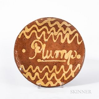 Large Slip-decorated Redware "Plump" Plate