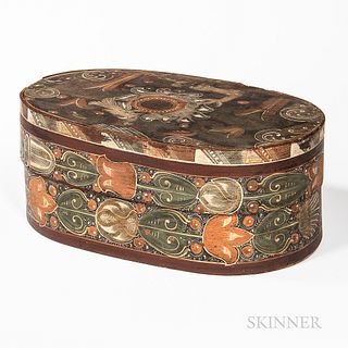 Oval Paint-decorated Bentwood Bride's Box