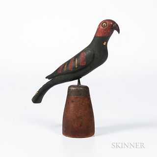 Large Simmons Folk Art Carved and Painted Parrot