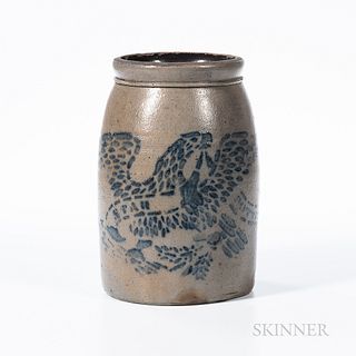 Cobalt Spreadwing Eagle-decorated Stoneware Jar