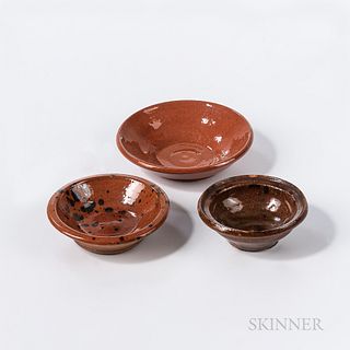 Three Miniature Glazed Redware Dishes