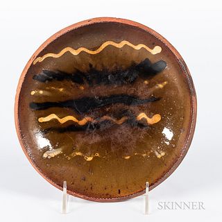 Possibly Stahl Pottery Small Slip-decorated Glazed Redware Plate