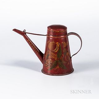 Red-painted Tin Syrup Pitcher