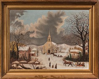 American School, Mid-19th Century      New England Winter Townscape
