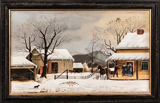 American School, Late 19th Century      Winter Farm Scene