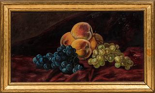 American School, Late 19th/Early 20th Century      Still Life with Fruit on a Purple Cloth