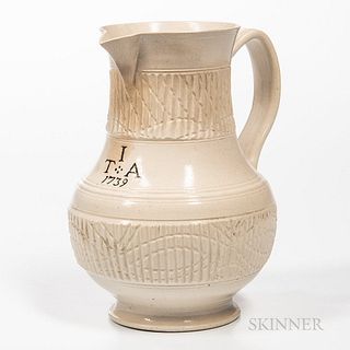 Staffordshire White Salt-glazed Stoneware Jug