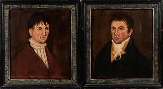 American School, Early 19th Century      Pair of Portraits, Man and Woman
