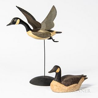 Two Small Carved and Painted Canada Goose Figures