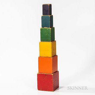 Stacking Set of Six Rainbow-painted Rectangular Blocks