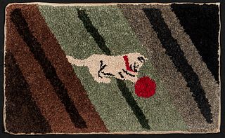 Fabric Rug with a Cat Playing with a Ball of String