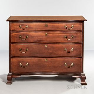 Cherry Serpentine Chest of Four Drawers