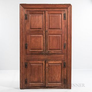 Red-washed Yellow Pine Corner Cupboard