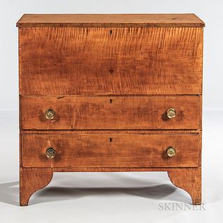 Tiger Maple Blanket Chest over Two Drawers