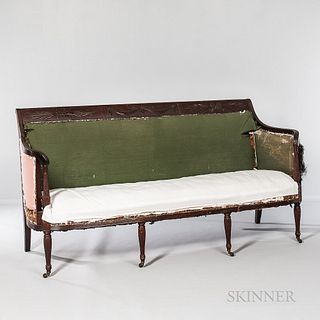 Federal-style Duncan Phyfe-type Carved Scroll-back Sofa