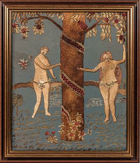 Silkwork Adam & Eve Picture