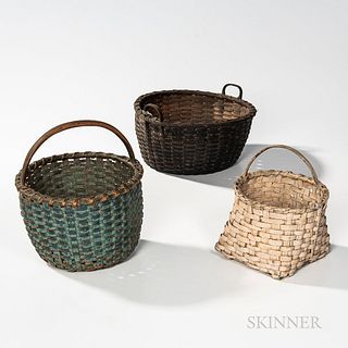 Three Painted Splint Baskets