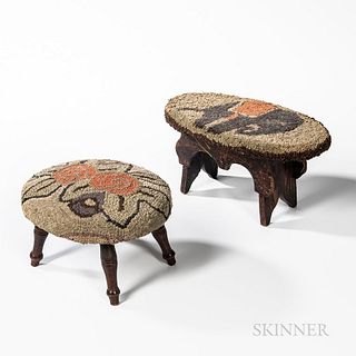 Two Hooked Pad Covered Stools