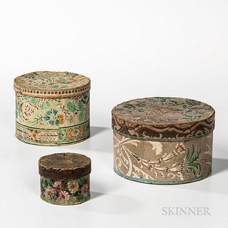 Three Cylindrical Wallpaper Boxes