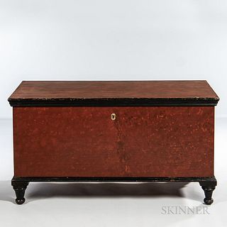 Red- and Black-painted Blanket Chest