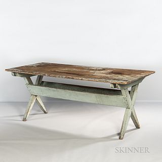 Powder Blue-painted Sawbuck Table