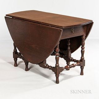 William and Mary Maple and Pine Table with Falling Leaves