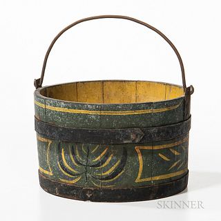 Paint-decorated Wooden Bucket