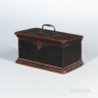 Small Black-painted Pine Document Box