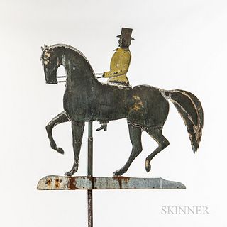 Molded Copper Formal Horse and Rider Weathervane