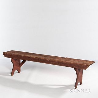 Red-painted Pine Bench