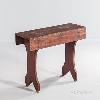 Small Red-painted Pine Bench