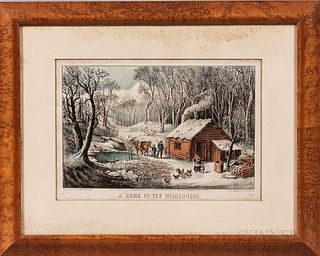 Currier & Ives Lithographs Maple Sugaring   and A Home in the Wilderness