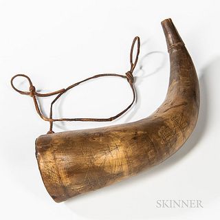 "John Sutton" Carved Powder Horn