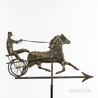 Molded Sheet Copper and Zinc Horse and Sulky Weathervane