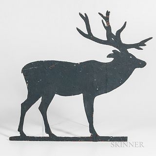 Black-painted Sheet Iron Elk Weathervane
