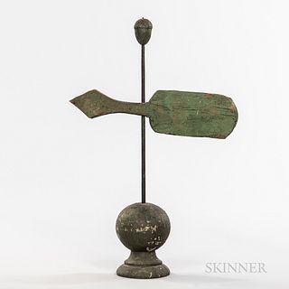 Green-painted Wooden Arrow and Acorn Weathervane