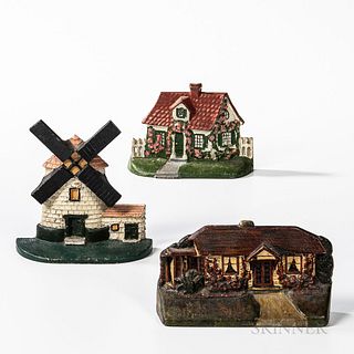 Three Painted Cast Iron Architectural Doorstops