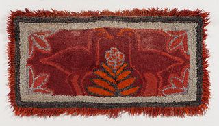 Fringed Hooked Rug with Two Birds