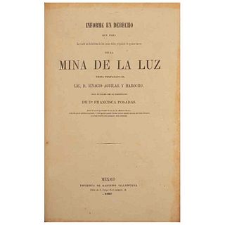 Aguilar y Marocho, Ignacio. Informe en Derecho que para la Vista en Definitiva de los Autos sobre Propiedad de Quince Barras... 1868.