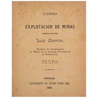 Carrión, Luis. Curso de Explotación de Minas. Pachuca: Tipografía de Pedro Haro Suc., 1889.