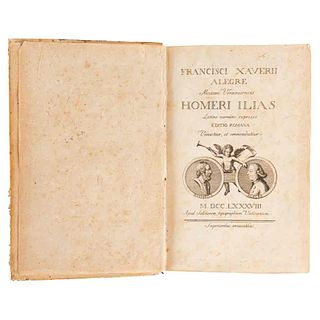 Homeri - Alegre, Francisci Xaverii. Homeri Ilias Latino Carmine Expressa. Italia: Tipographum Vaticanum, 1788.