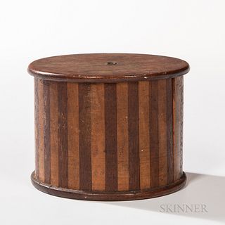 Cherry and Walnut and Maple Inlaid String Box with Lid