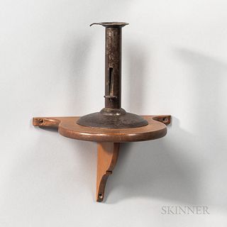Shaker Cherry Wall Sconce with Iron Hogscraper Candlestick
