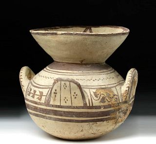 Greek Daunian Bichrome Pottery Funnel Krater