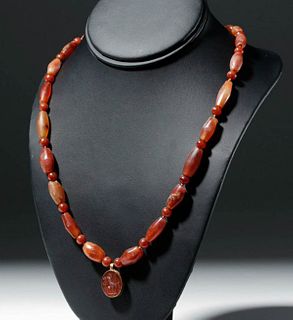 Wearable Roman Carnelian Beaded Necklace / Intaglio
