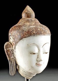 19th C. Burmese Gilt Marble Buddha Head