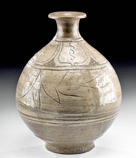 15th C. Korean Joseon Dynasty Buncheong Maebyeong Vase