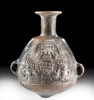 Inca Pottery Aryballos w/ Figures